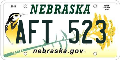 NE license plate AFT523