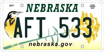 NE license plate AFT533