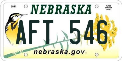 NE license plate AFT546