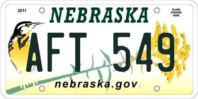 NE license plate AFT549