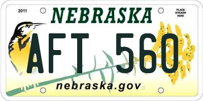 NE license plate AFT560