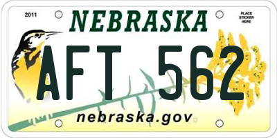 NE license plate AFT562
