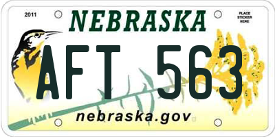 NE license plate AFT563