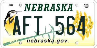 NE license plate AFT564