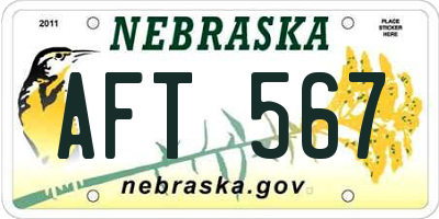 NE license plate AFT567