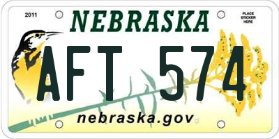 NE license plate AFT574