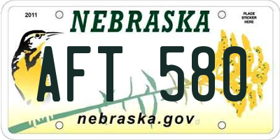 NE license plate AFT580