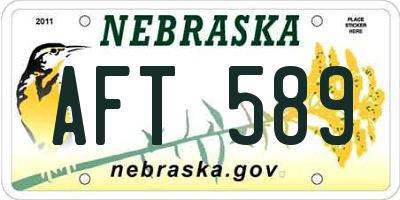 NE license plate AFT589