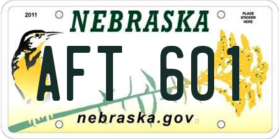 NE license plate AFT601