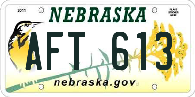 NE license plate AFT613