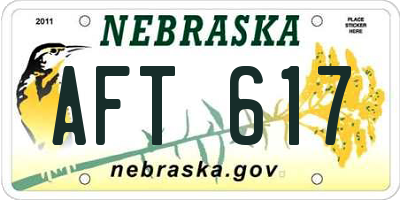 NE license plate AFT617