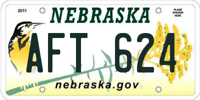 NE license plate AFT624