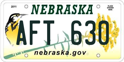NE license plate AFT630