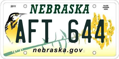 NE license plate AFT644