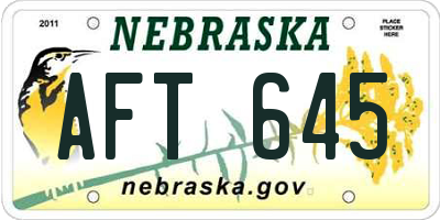 NE license plate AFT645