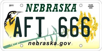 NE license plate AFT666