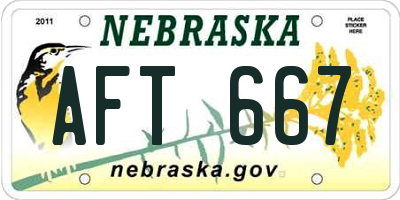 NE license plate AFT667