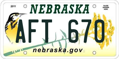 NE license plate AFT670