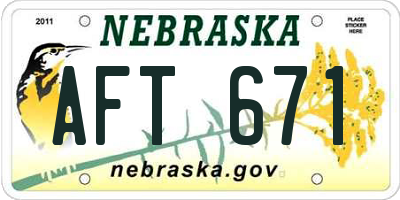 NE license plate AFT671