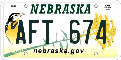 NE license plate AFT674