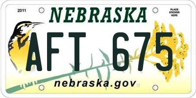 NE license plate AFT675