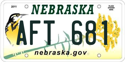 NE license plate AFT681