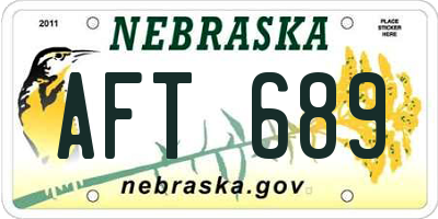 NE license plate AFT689