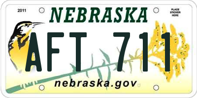NE license plate AFT711