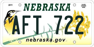 NE license plate AFT722