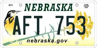 NE license plate AFT753