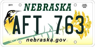 NE license plate AFT763