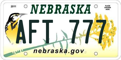 NE license plate AFT777