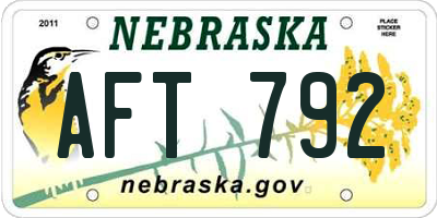 NE license plate AFT792