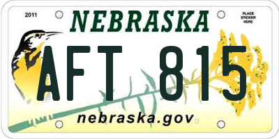 NE license plate AFT815