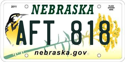 NE license plate AFT818