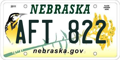 NE license plate AFT822
