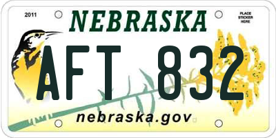 NE license plate AFT832