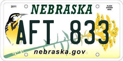 NE license plate AFT833