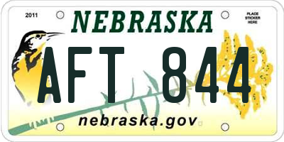 NE license plate AFT844