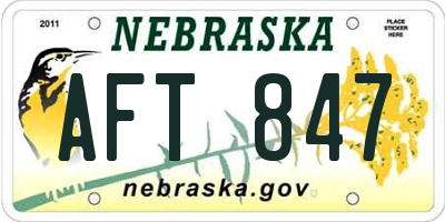 NE license plate AFT847