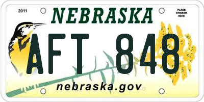 NE license plate AFT848