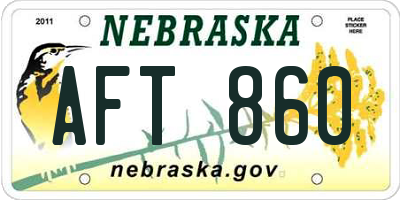NE license plate AFT860