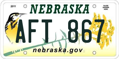 NE license plate AFT867