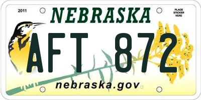 NE license plate AFT872