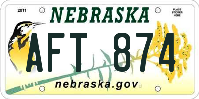NE license plate AFT874