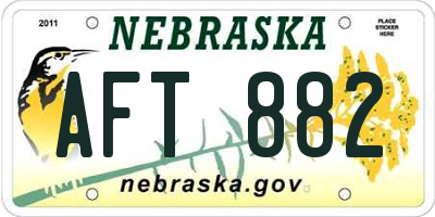 NE license plate AFT882