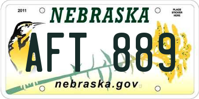 NE license plate AFT889