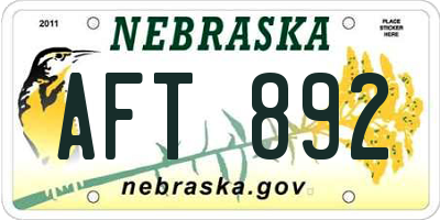 NE license plate AFT892