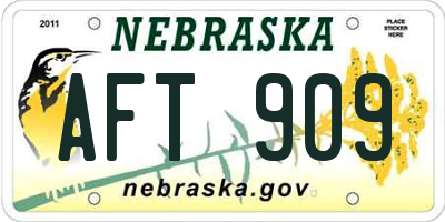NE license plate AFT909