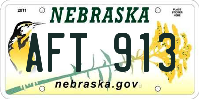 NE license plate AFT913
